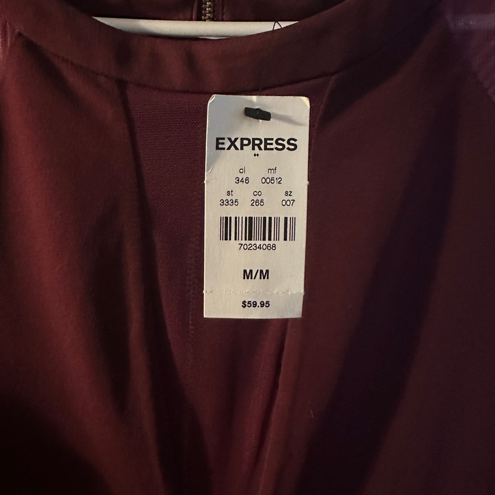 Express Deep Red Long Sleeve Dress - Picture 4 of 4